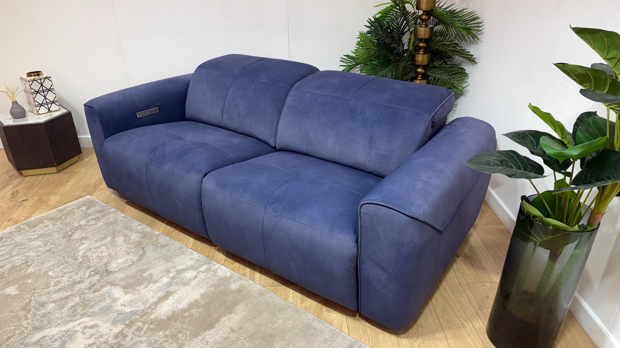 Sofology Riviera Fabric 2.5 Seater Power Recliner/Headrest in Lifestyle Flecked Navy