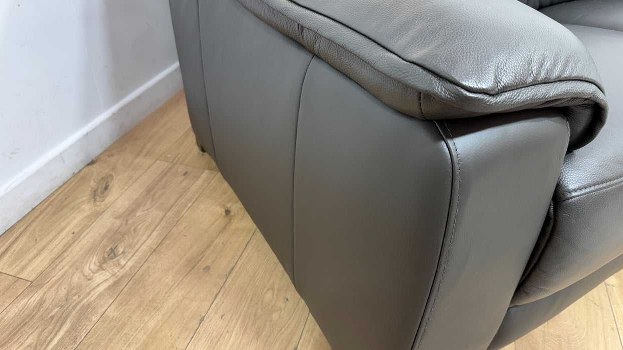 Sofology Carrera Leather 2 Seater in Trusty Embossed Charcoal