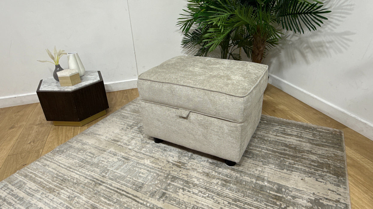 Sofology Brixton Fabric Storage Footstool in Linen Look Chenille Truffle