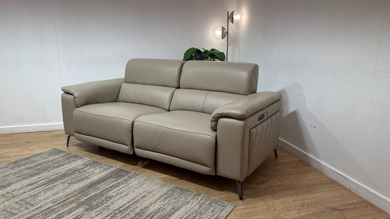 Sofology Fratelli Leather 2.5 Seater Power Recliner/Headrest in Trusty Embossed Stone