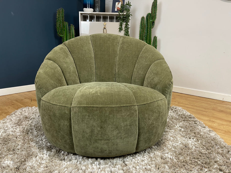 Nobu Swivel Chair Relaxed Chenille Green Fabric (WA2)