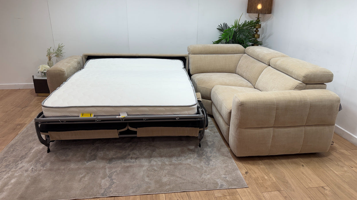 Sofology Colorado Fabric 3 Corner 1.5 Sofa Bed Power Recliner in Antique Chenille Wicker