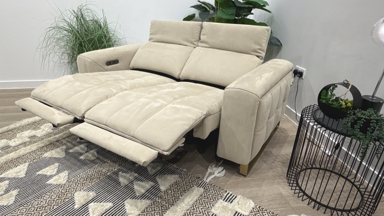 Sofology Marvella Fabric 2 Seater Power Recliner in Nubuck Feel Stone