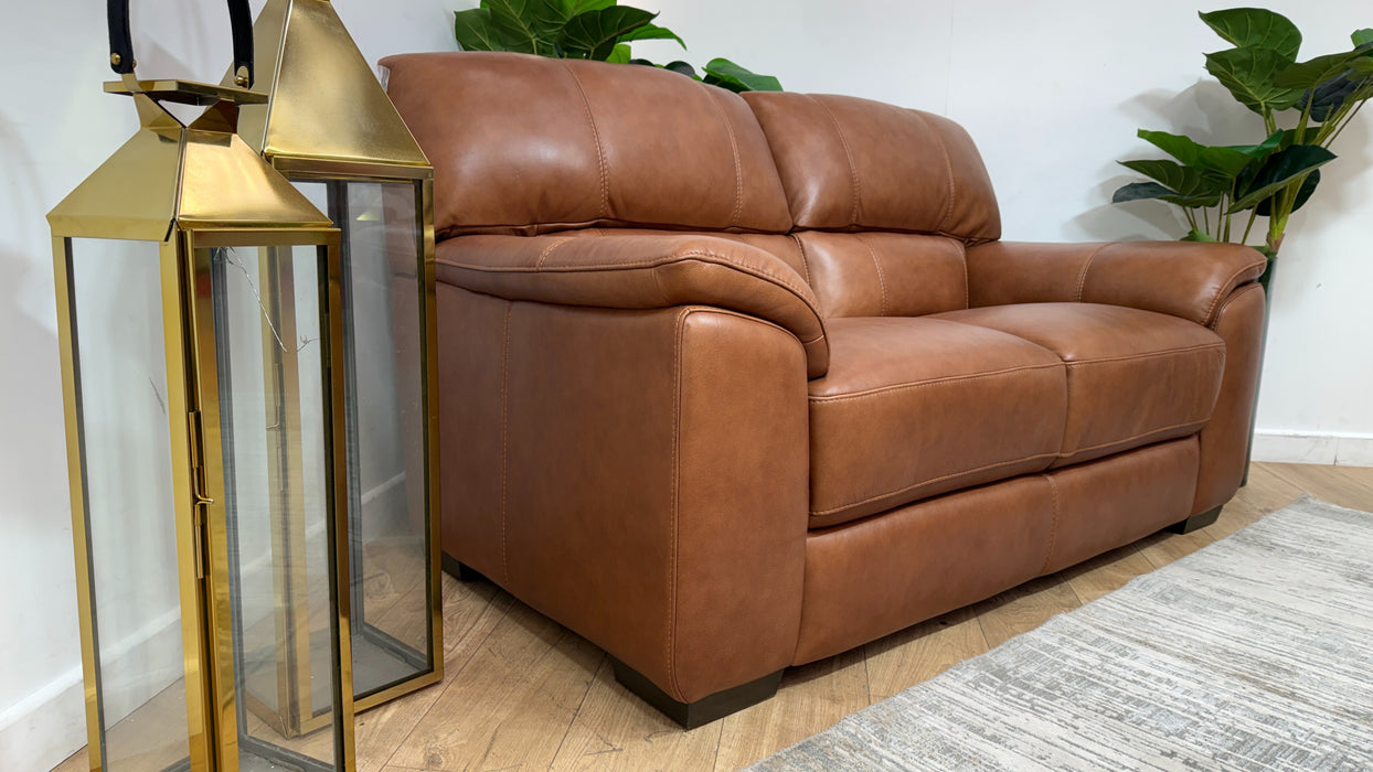Sofology Santina Leather 2 Seater in Relaxed Soft Tan