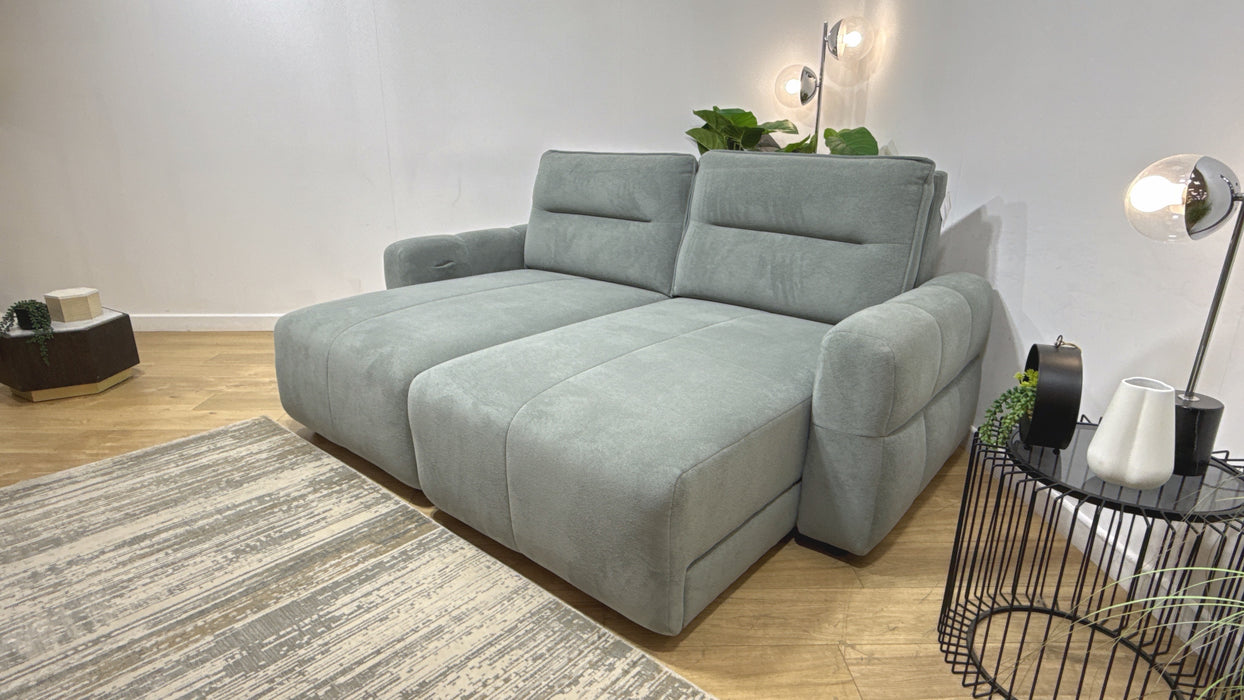 Sofology Sanctuary Fabric 3 Seater Double Power Chaise Motion Back in Soft-Sherpa Seafoam