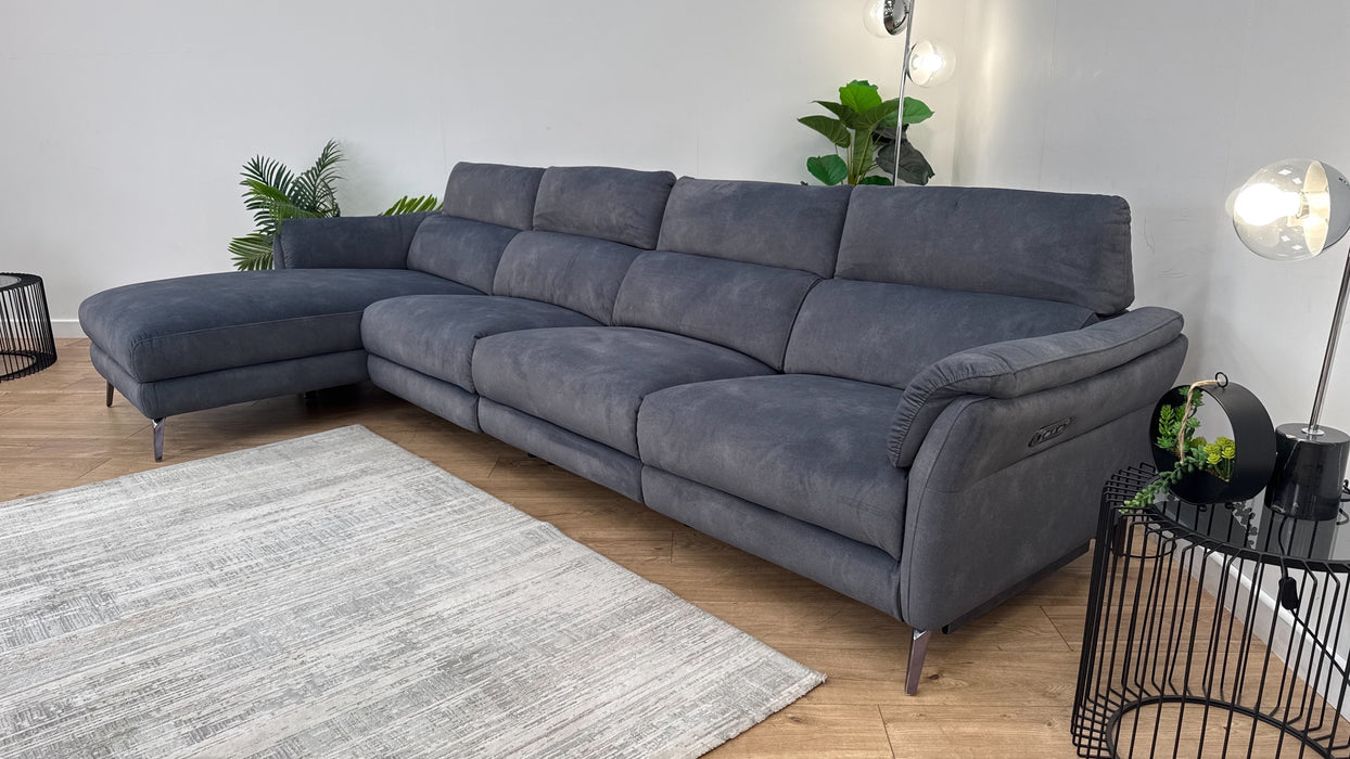 Sofology The Missouri 4 Seater Recliner Chaise in Lifestyle Flecked Fabric Charcoal