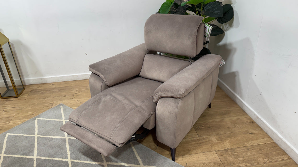 Sofology Bailey Fabric Chair Power Recliner/Headrest in Lifestyle Flecked Nutmeg
