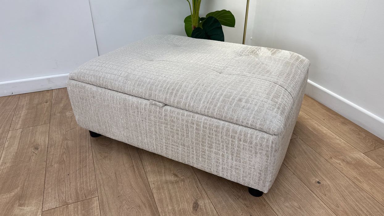 Sofology Ascot Fabric Storage Footstool in Textured Chenille Natural