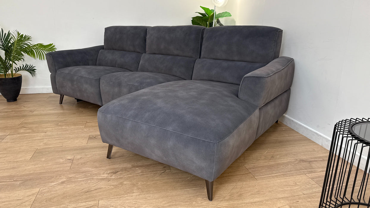 Sofology The Dakota 3 Seater Fabric Recliner Chaise in Lifestyle Mottled Charcoal