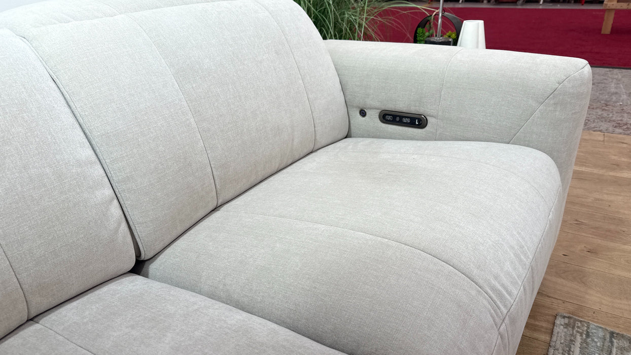 Sofology Lumiere Fabric 3 Console Corner 3 Power Recliner/Headrest Gunmetal Trim in Relaxed Chenille Cotton