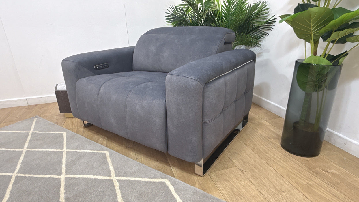 Sofology Marvella Fabric Loveseat Power Recliner/Headrest in Lifestyle Flecked Charcoal