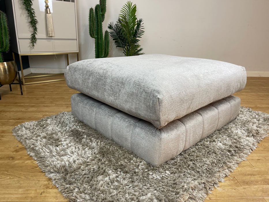 The Westwood Footstool Teddy Chenille Silver (WA2)