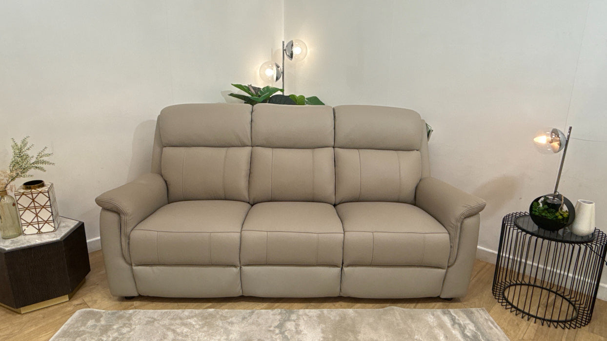 Sofology Bradie Leather 3 Seater in Trusty Embossed Light Grey
