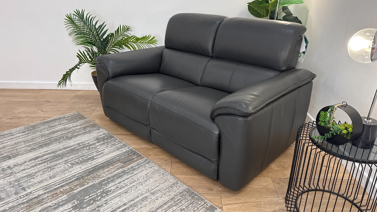 Sofology The Hugo Leather 2 Seater in Trusty Embossed Leather Charcoal