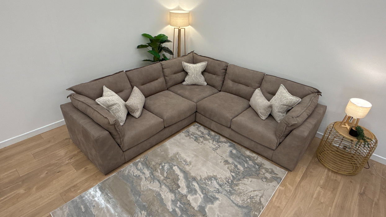 Strato 2 Corner 2 - Leather Sofa - Taupe/Natural Mix