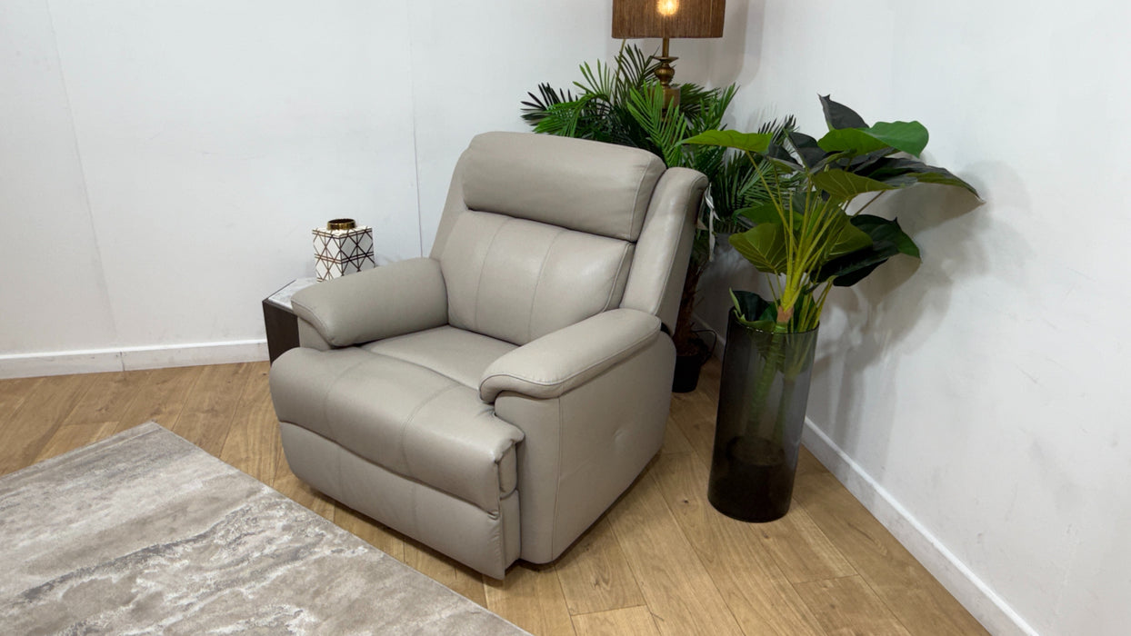 Sofology Gracie Leather Chair Power Recliner/Headrest Massage in Trusty Sheen Lead Grey