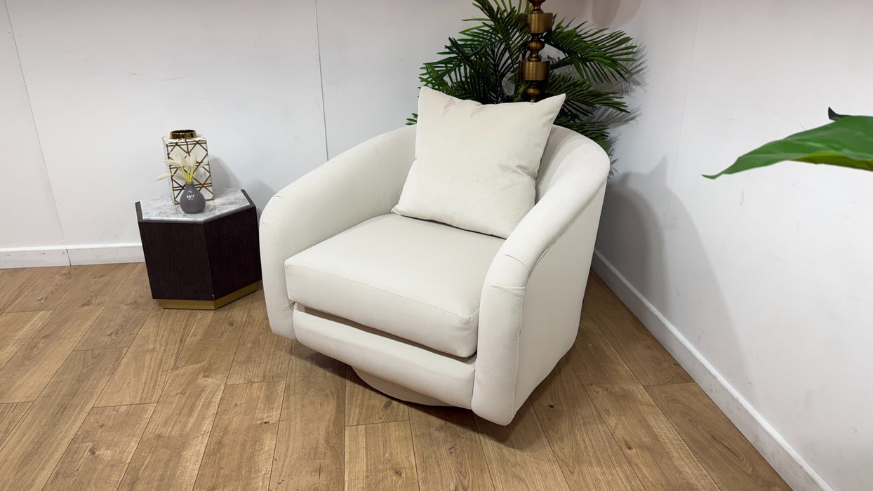 Sofology Oscar Fabric Swivel Chair in Super Matt Velvet Ecru Mix