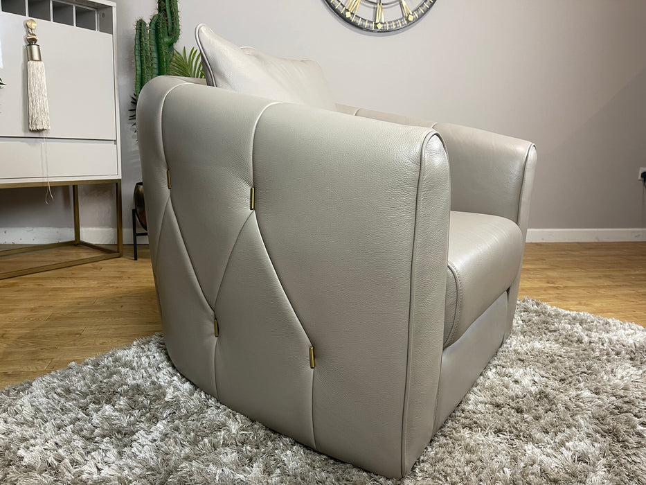 Kingsbridge Leather Swivel Chair - Trusty Embossed Leather Stone (WA2)