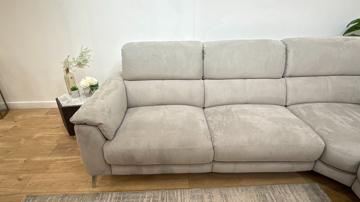 Sofology Illinois Fabric 2 Corner 1 Power Recliner/Headrest x 1 in Lifestyle Textured Grey
