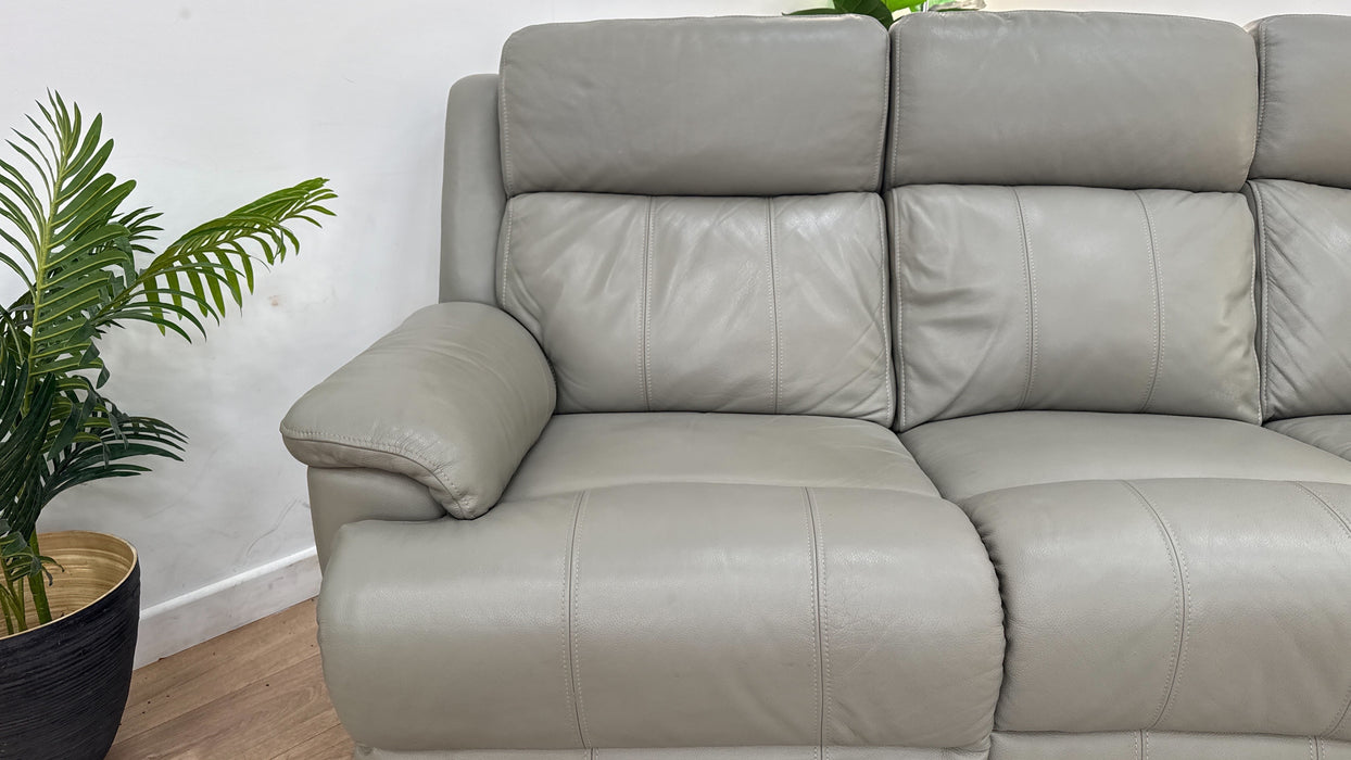Sofology Gracie Leather 3 Seater Manual Recliner in Trusty Sheen New Club Grey