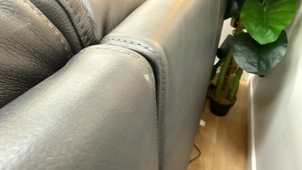 Sofology The Ravello Leather 2 Corner Console 1 Power Recliner/Headrest Heated Seat Lumbar Support in Trusty Embossed Navy