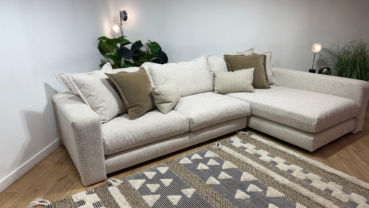 Sofology Cove Fabric Grande Chaise in Artisan Chenille Ecru Mix
