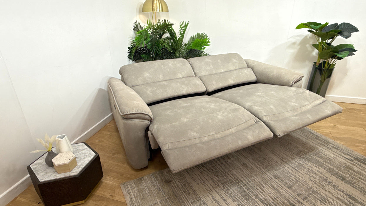 Sofology Hugo Fabric 2.5 Seater Power Recliner/Headrest in Lifestyle Flecked Stone