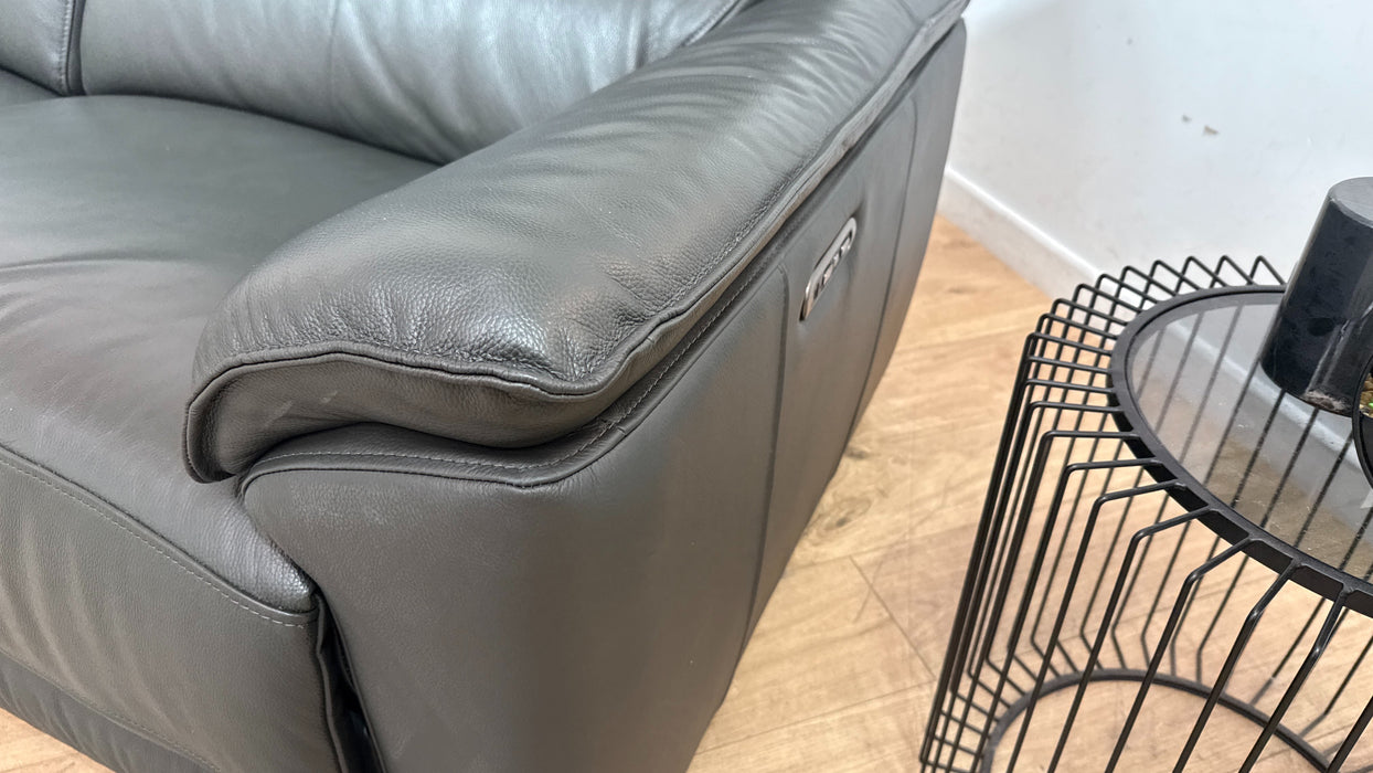 Sofology Hugo Leather 2.5 Seater Power Recliner/Headrest in Trusty Embossed Charcoal