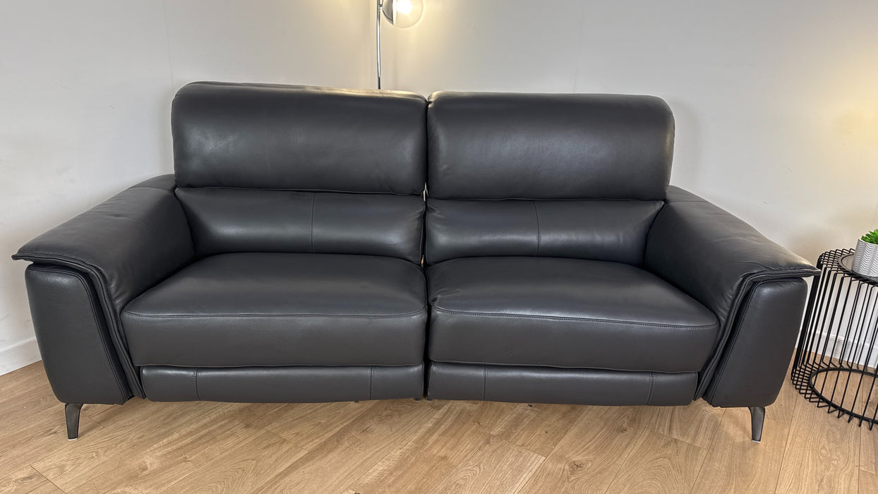 Auberon 3 Seater - Leather Power Recliner + Power Hdrst Sofa