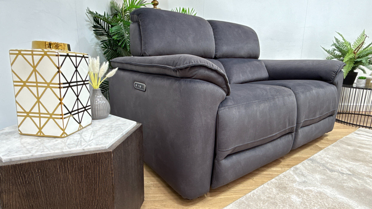 Sofology Hugo Fabric 2 Seater Power Recliner/Headrest in Lifestyle Flecked Anthracite