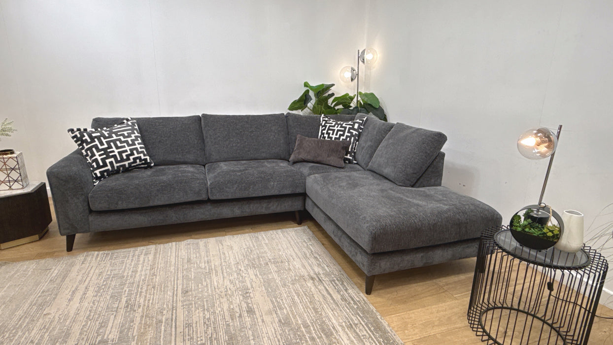 Sofology Mayfair Fabric 3 Corner 1 Chaise in Linen Look Chenille Charcoal/Anthracite Mix