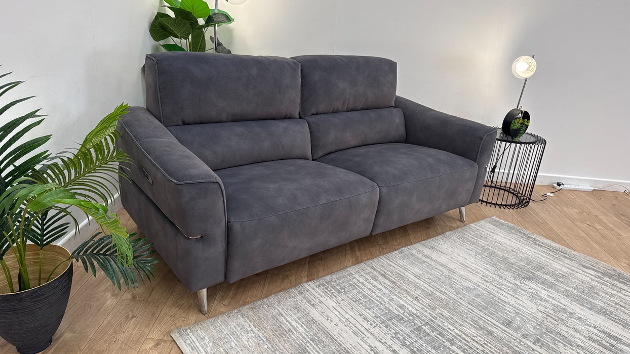 Sofology Dakota Fabric 3 Seater Power Recliner/Headrest in Lifestyle Mottled Charcoal