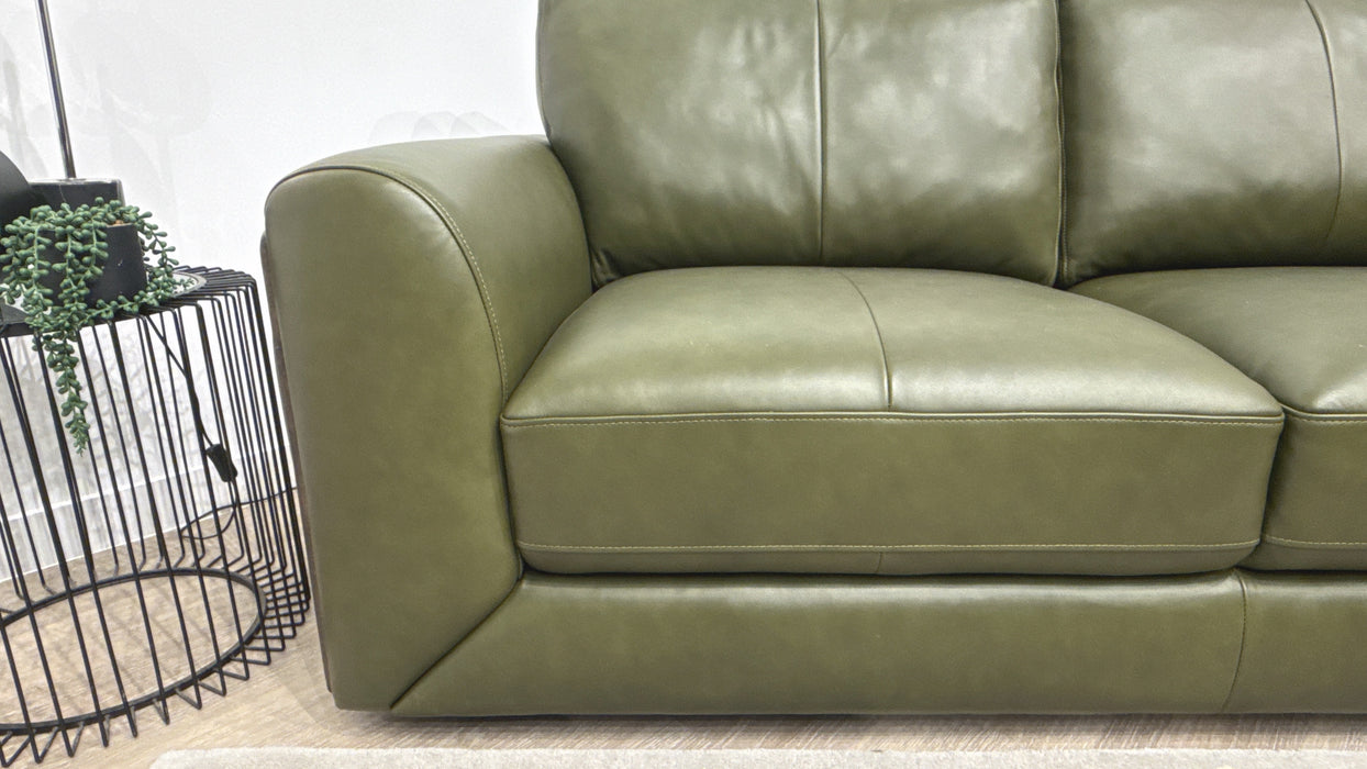 Sofology Elan 2.5 Seater Leather Sofa in Toronto Olive