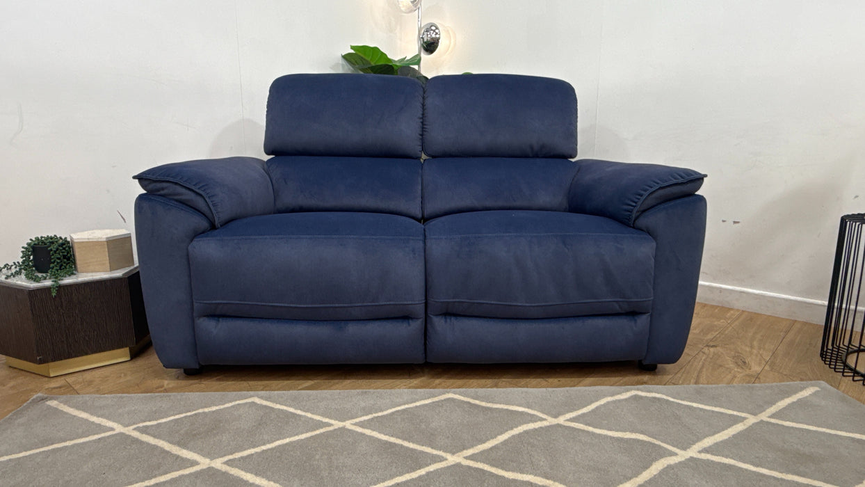 Sofology Hugo Fabric 2 Seater Power Recliner/Headrest in Lifestyle Flecked Navy