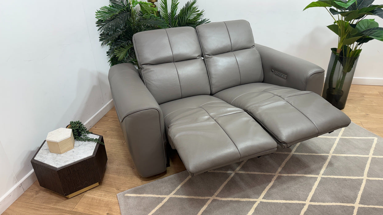 Sofology Riviera Leather 2 Seater Power Recliner/Headrest Heated Seats in Trusty Embossed Elephant