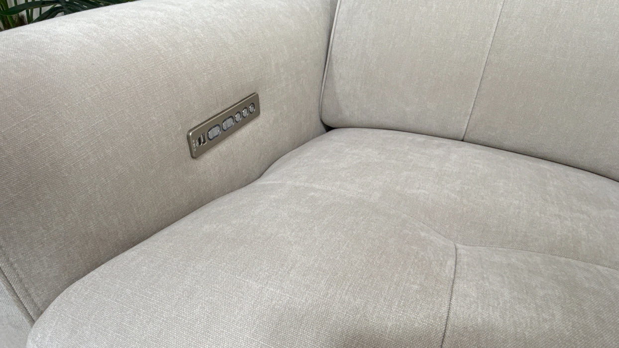 Sofology Riviera Fabric 2 Seater Power Recliner/Headrest in Relaxed Chenille Cotton