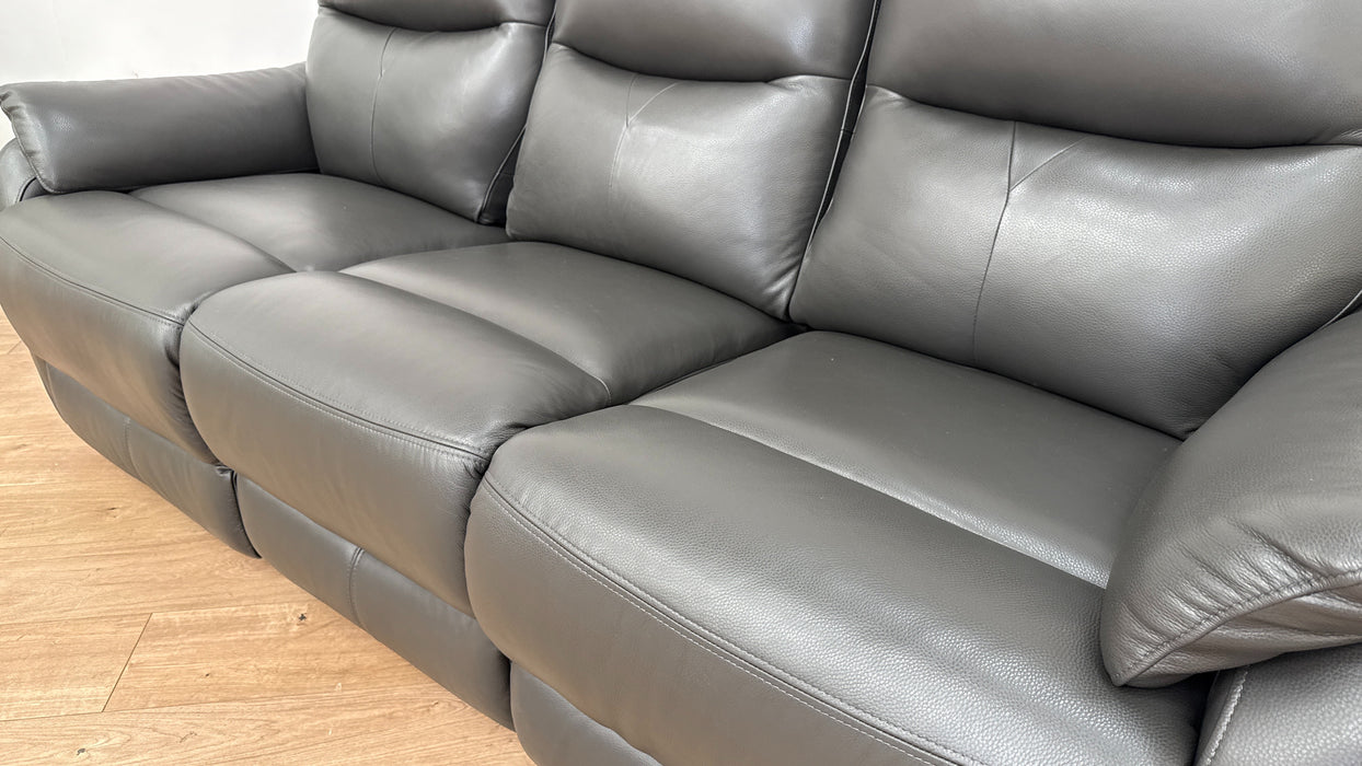 Sofology Albion Leather 3 Seater Manual Recliner in Trusty Sheen Charcoal