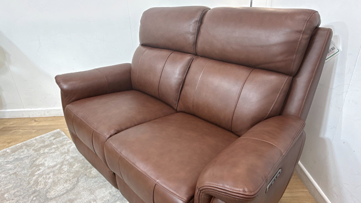 Sofology Bradie Leather 2 Seater Power Recliner/Headrest in Trusty Embossed Chestnut