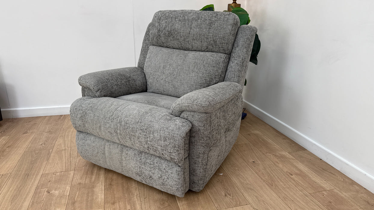 Sofology Gracie Fabric Chair Manual Recliner in Hopsack Chenille Platinum