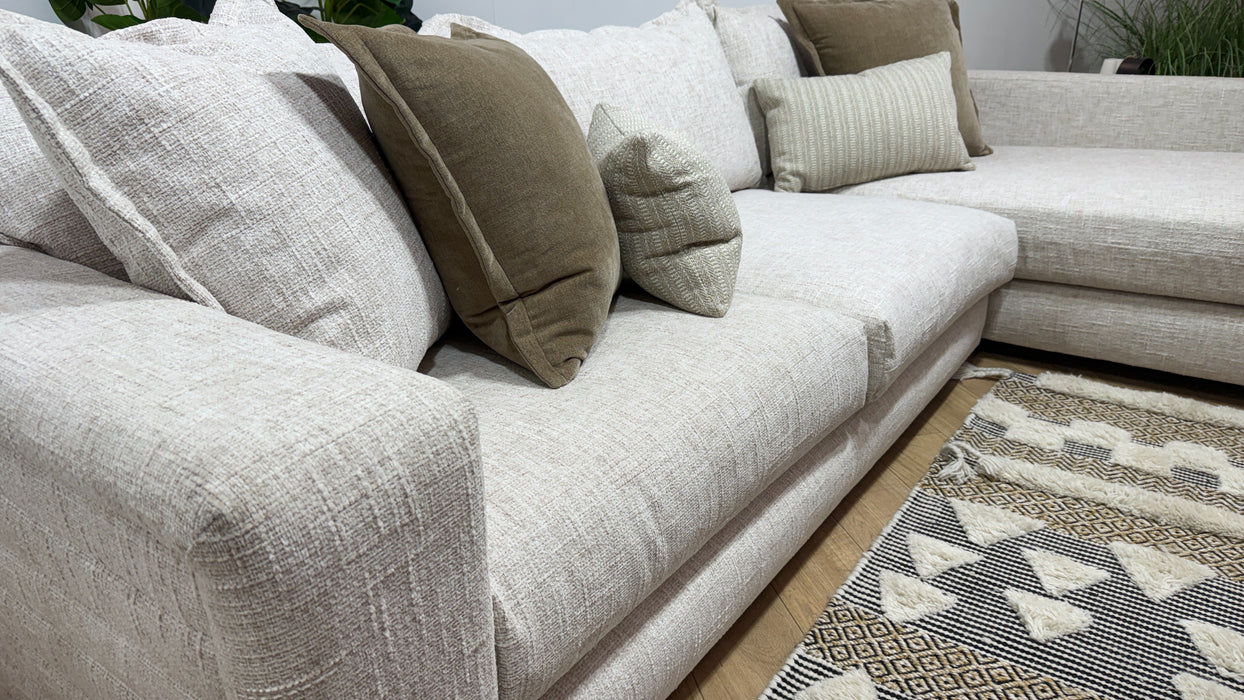 Sofology Cove Fabric Grande Chaise in Artisan Chenille Ecru Mix