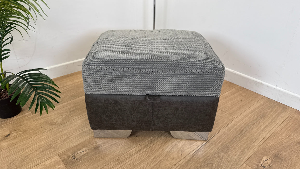 Warner - Storage Fabric Footstool - Charcoal