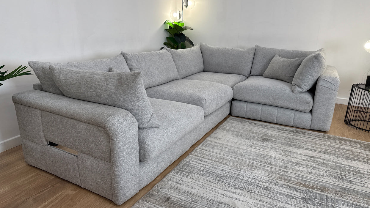Sofology The Westwood 3 Corner 1 Fabric Sofa in Soft Boucle Silver Mix