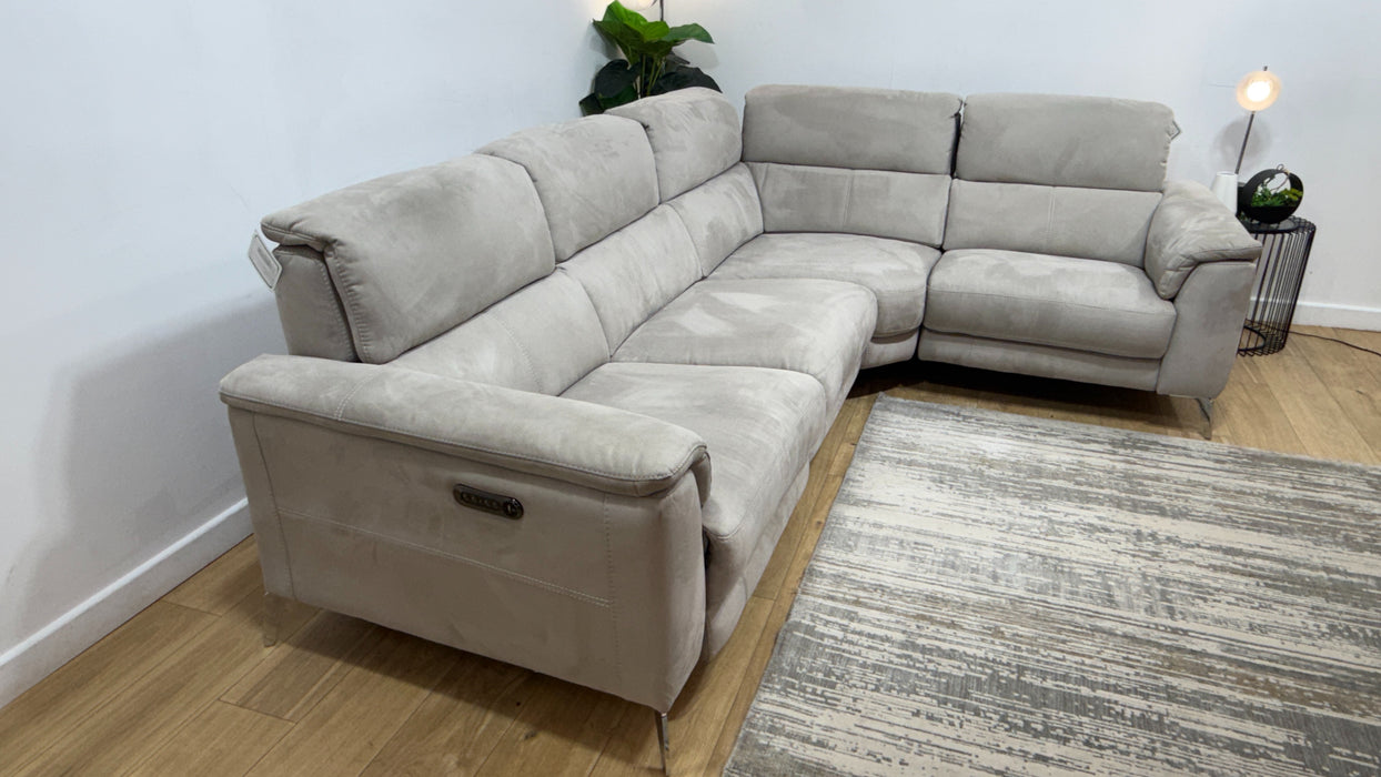 Sofology Illinois Fabric 2 Corner 1 Power Recliner/Headrest x 1 in Lifestyle Textured Grey