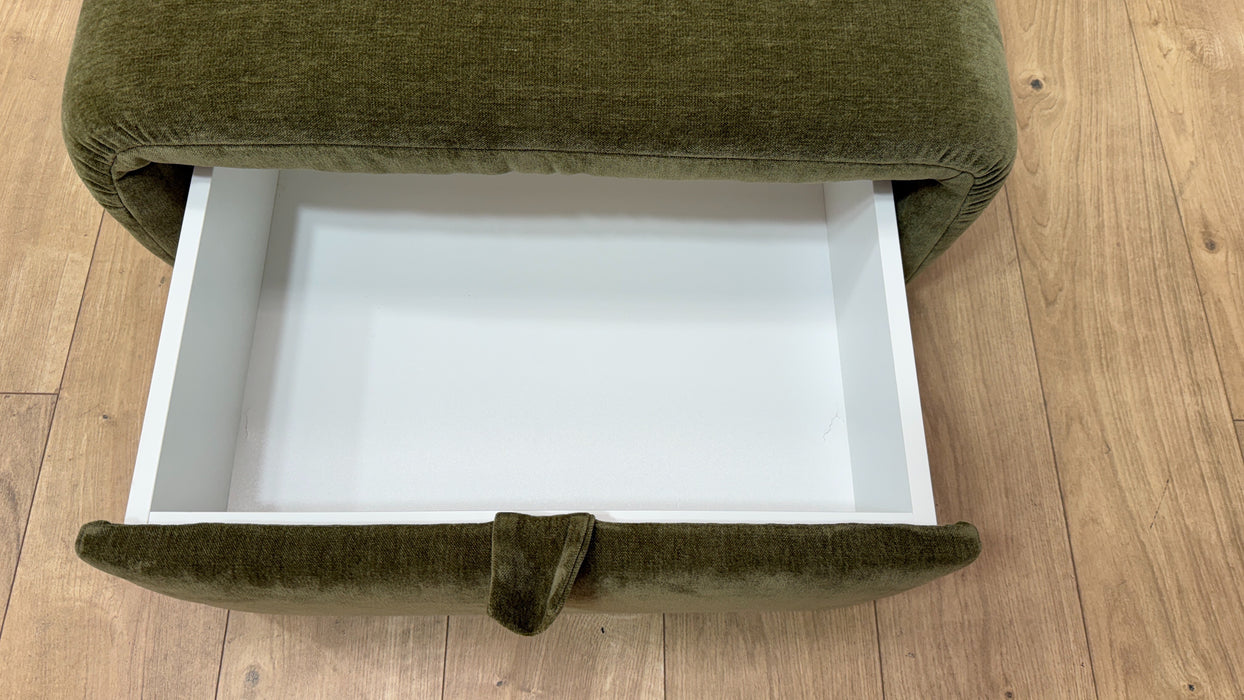 Sofology Waldorf Fabric Storage Footstool in Soft Chenille Olive