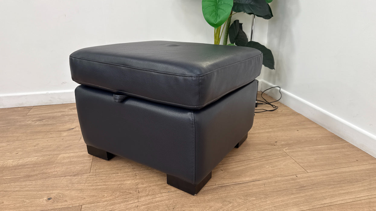 DFS Leather Storage Footstool in Navy