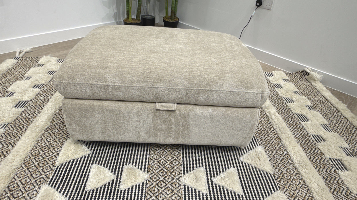 Sofology Hudson Fabric Storage Footstool in Luxury Sherpa Pebble