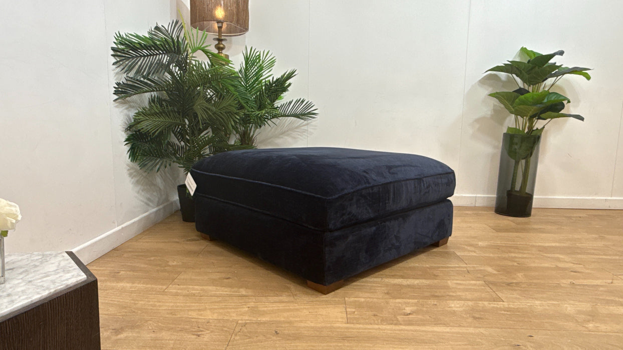 Sofology Cavalli Fabric Designer Footstool Foam Interior in Deluxe Chenille Denim