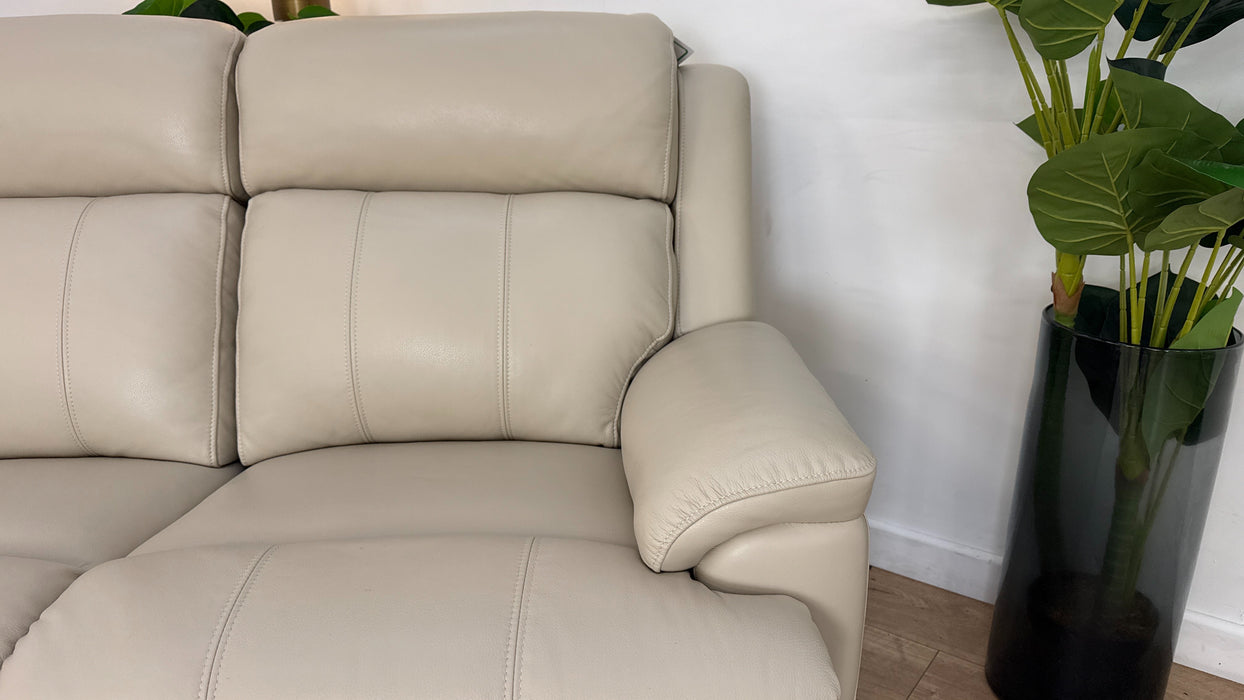 Sofology Gracie Leather 2 Seater Power Recliner/Headrest in Trusty Sheen Bone China