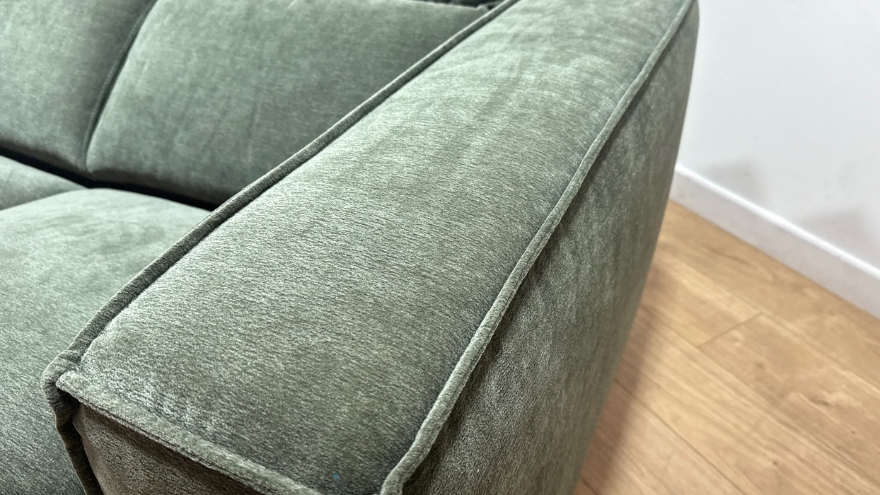 Sofology Horizon Fabric 2 Seater Power Recliner/Headrest in Textured Chenille Pine