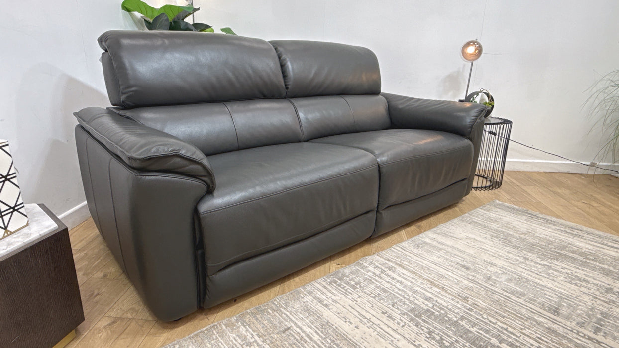 Sofology Hugo Leather 2.5 Seater in Trusty Embossed Charcoal